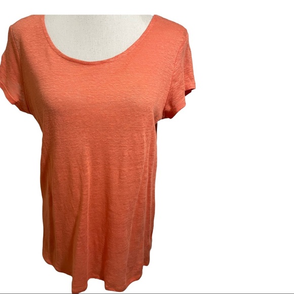 Halston 100% linen top short sleeve cross cross back. Size medium orange… - Picture 2 of 10